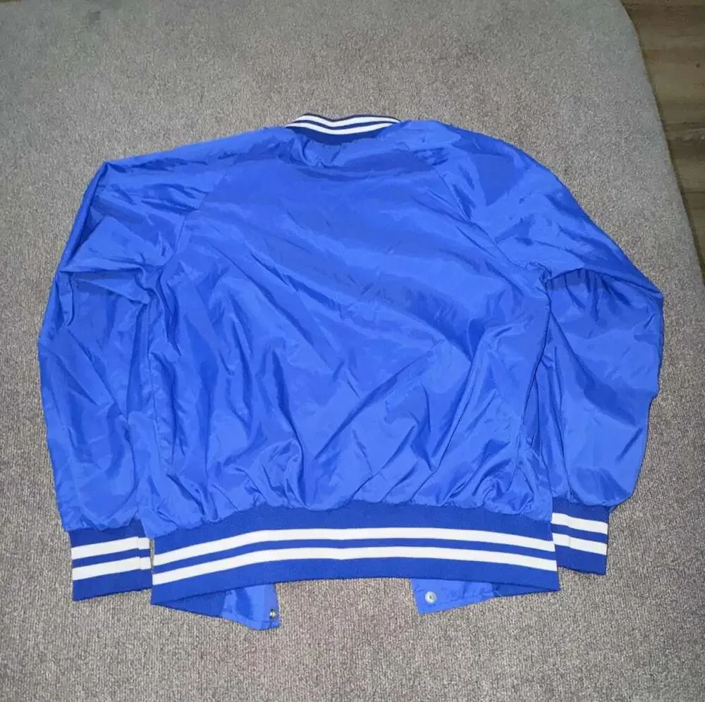 Vintage Sportsmaster Blue Nylon Varsity Bomber Jacket Size XL 18-20 Youth